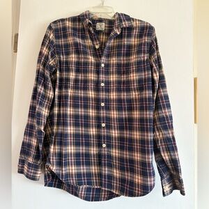 J. Crew Navy and Red Plaid Casual Shirt